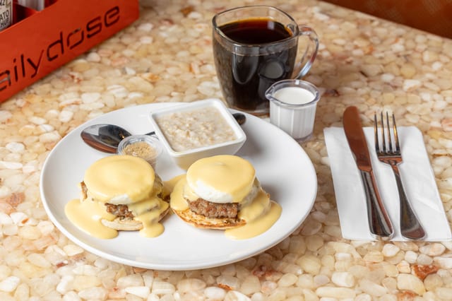 Breakfast Meat Benedict.