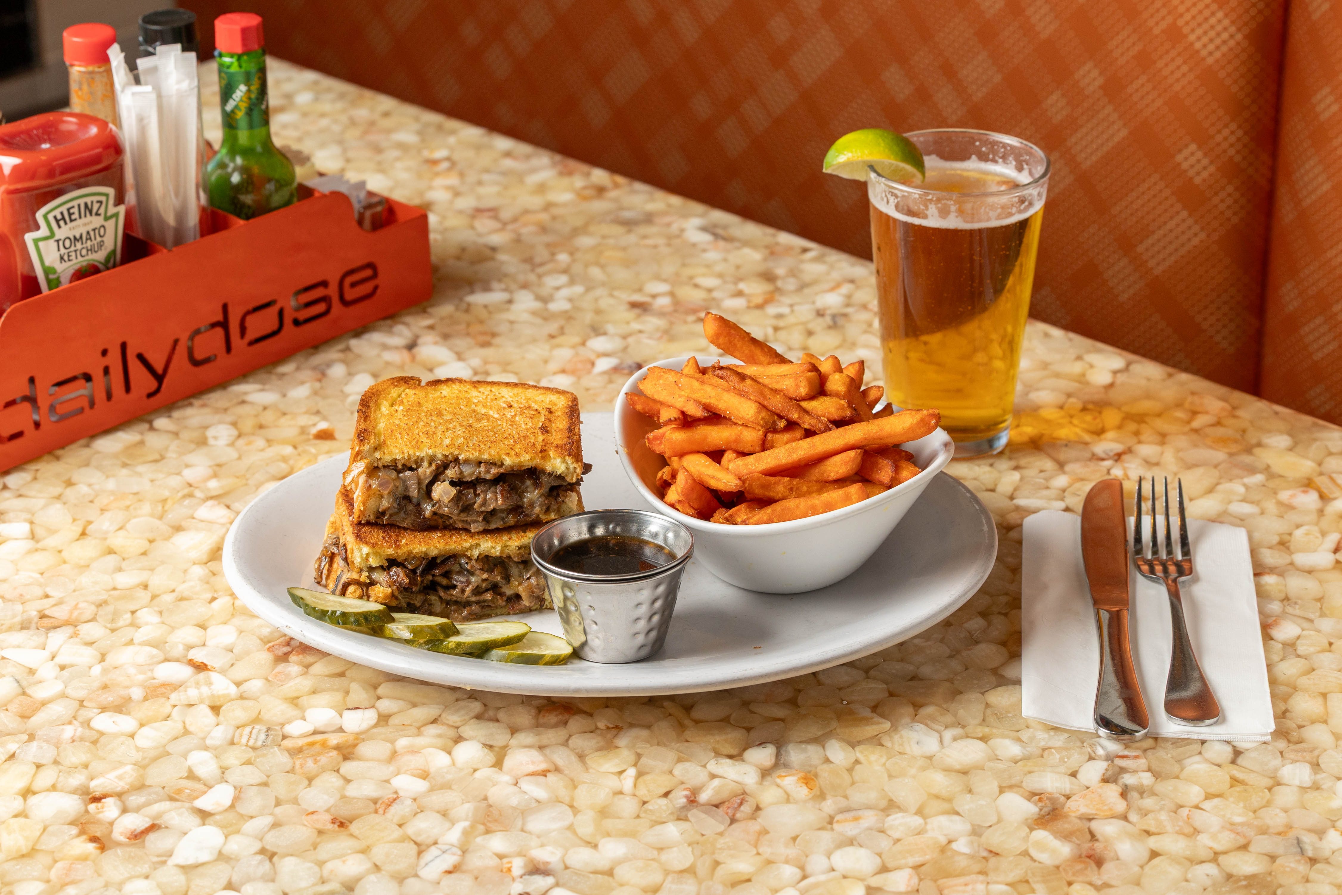 Shaved Steak Grilled Cheese Sandwich.