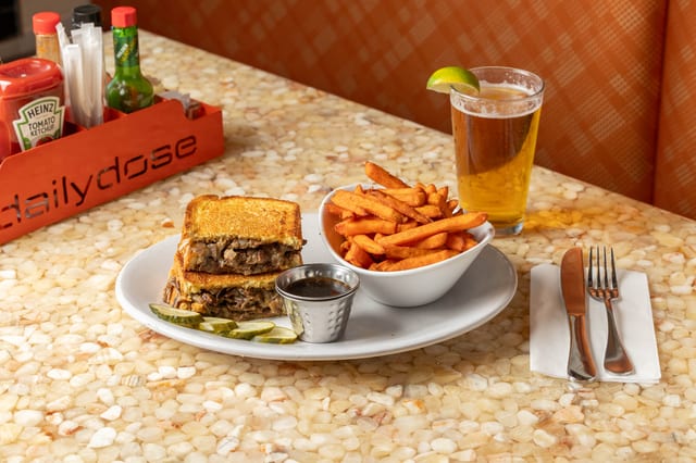 Shaved Steak Grilled Cheese Sandwich.